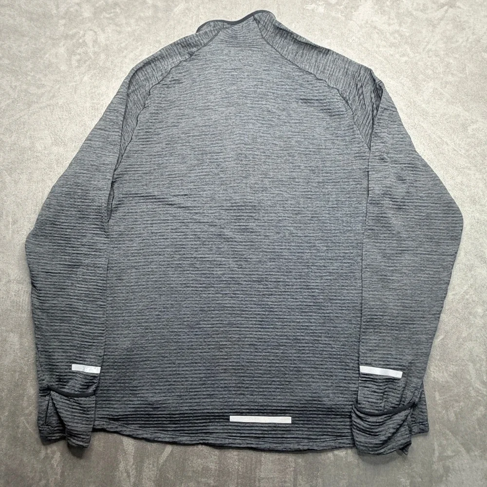 Nike Dri-FIT 1/4 Zip Pullover Mens Large Grey Marled Running Top Thumbholes